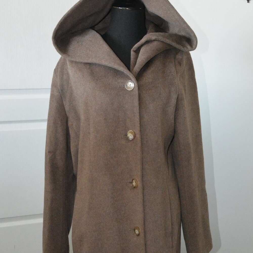 Cole Haan Signature Hooded Wool Blend Coat Women's size 12